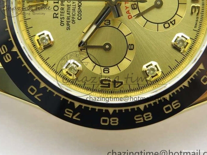 0412 Daytona 116518 Noob 1:1 Best Edition YG Plated 904L SS Case Goid Diamonds Dial on Black Rubber Strap SA4130 V4 (Free Extra Strap) Versatile 2587